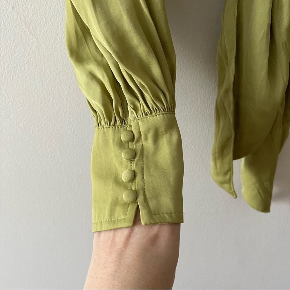 Free People Elle Silky High Neck Blouse in Pistachio Green - Picture 4 of 7